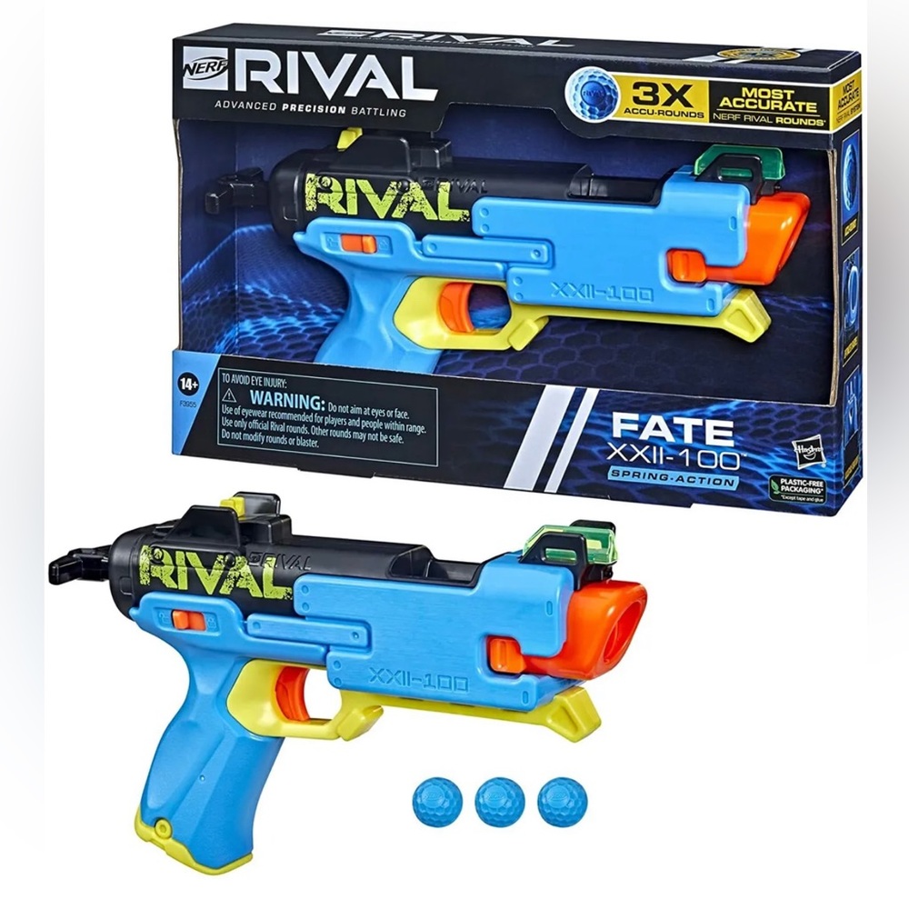 Nerf Rival Fate XXII-100 Blaster Toy Gun with Adjustable Rear Sight